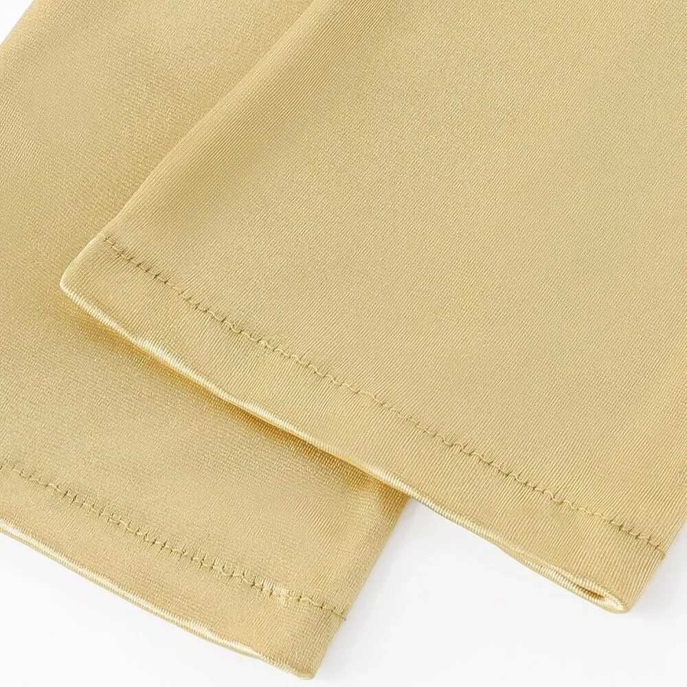 Women's Long Satin Gloves Dark Gold Stretchy Upper Arm Length Costume Design